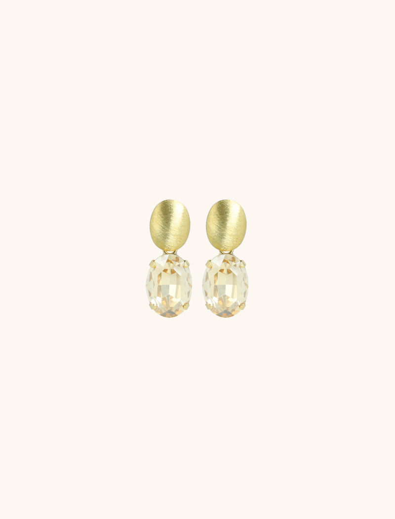 Daan Earrings Oval Strass Pendant M Gold Shade