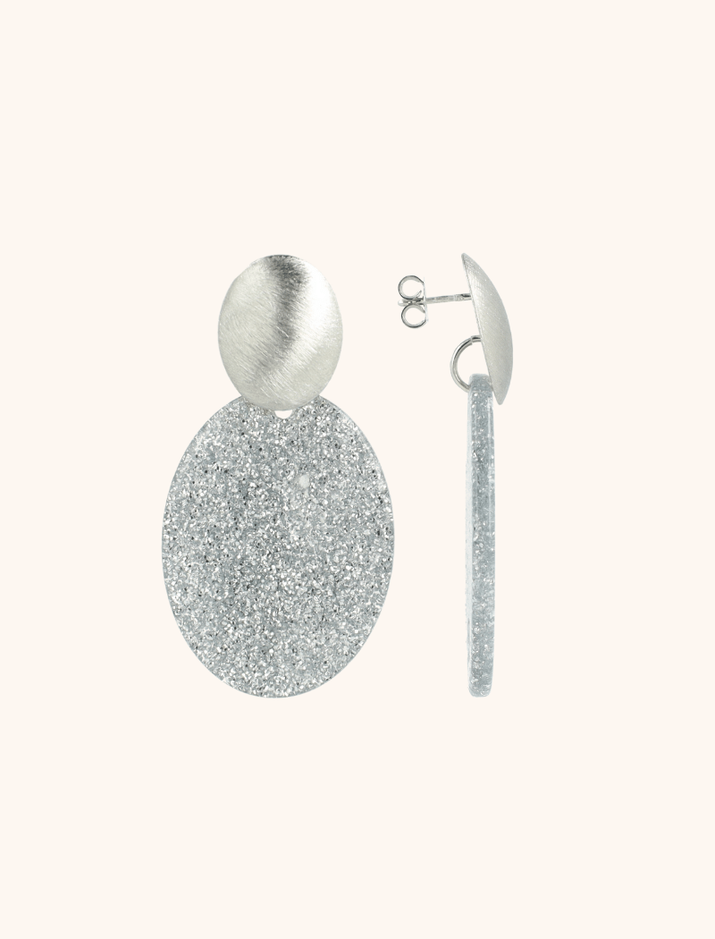 Zilveren Glitter Oorbellen Celia Ovaal Slott-theme.productDescriptionPage.SEO.byTheBrand