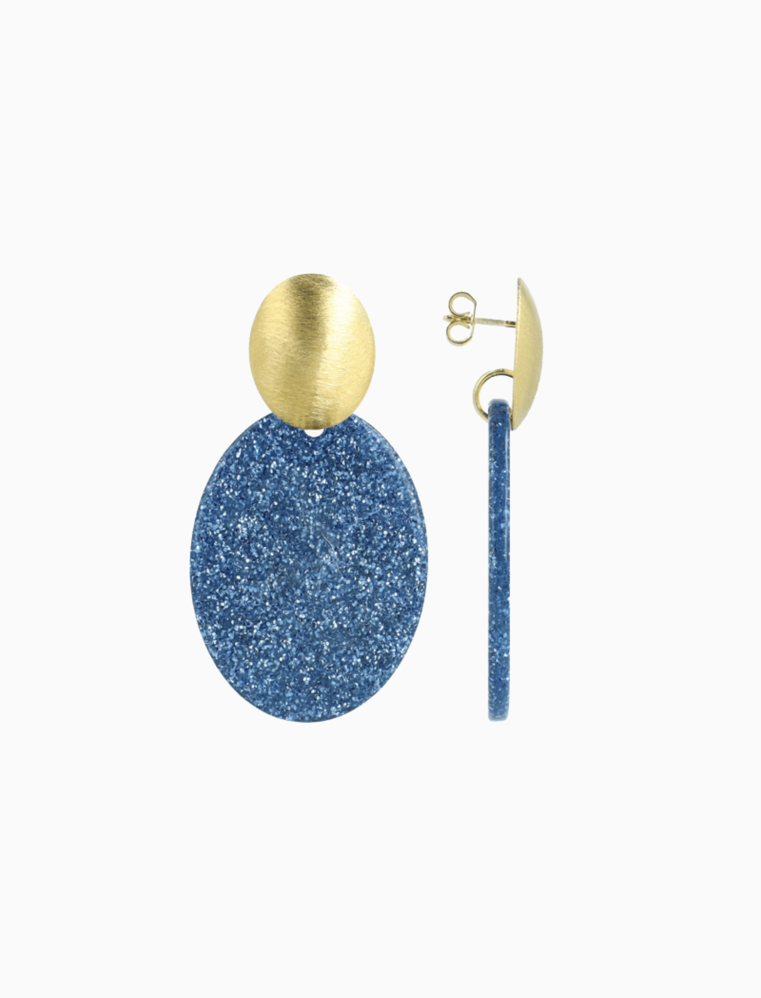 Blaue Glitzer-Ohrringe Celia Oval S