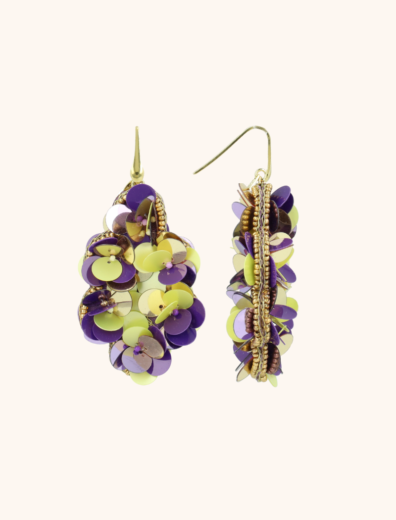 Purple Lime Earrings Laure Sequin Drop L