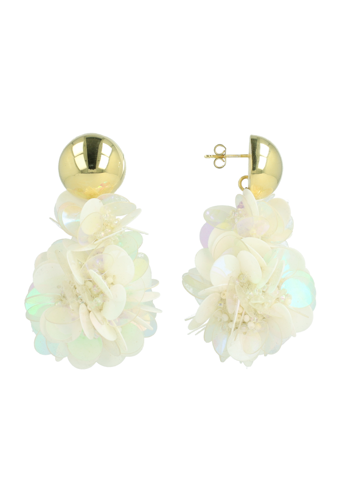 Sequin earrings Holo pearl Pixie Double globe