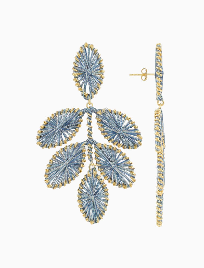 Blauwe Oorbellen Flower Leafs L Beatrice