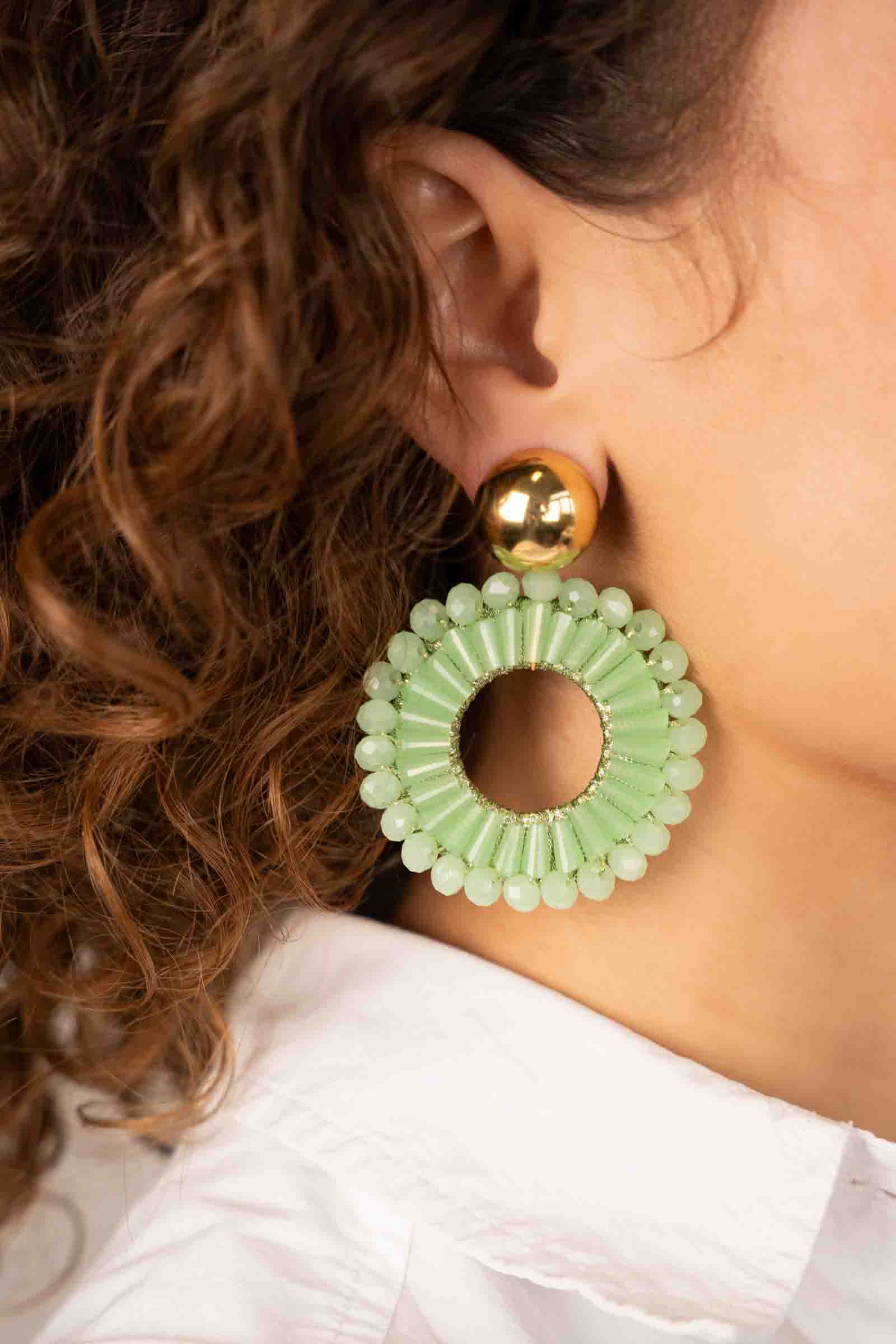 Lime Earrings Ann-Mary Circle Double