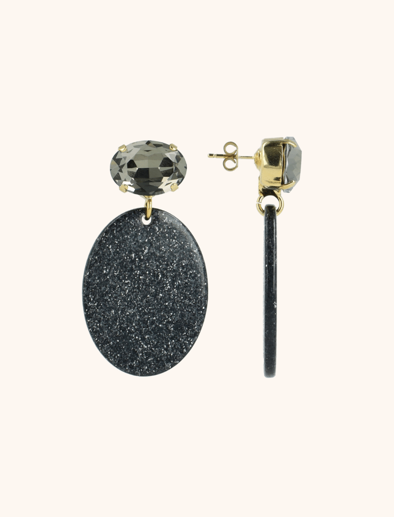 Black glitter earrings discount