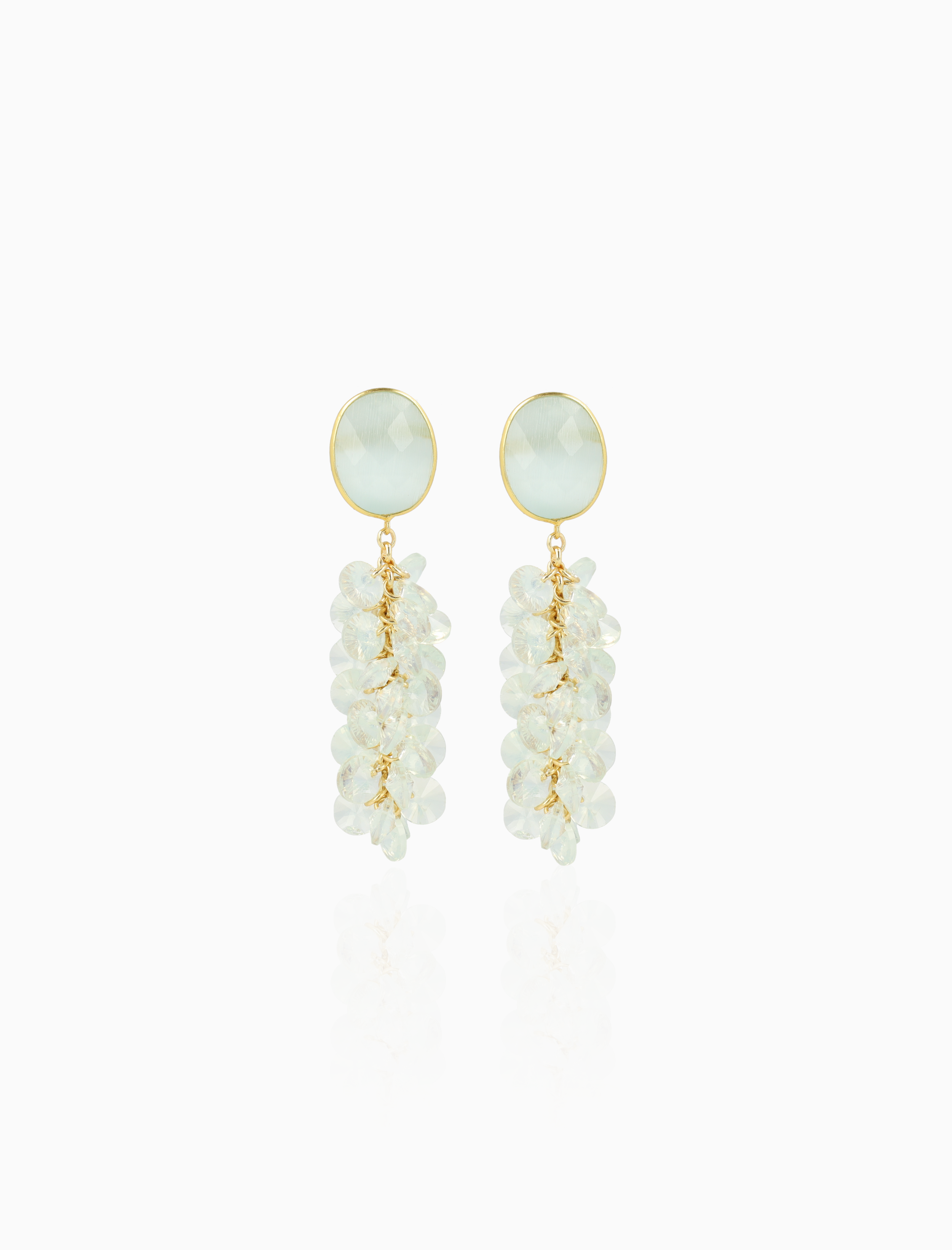Light Aqua Oorbellen Lonneke Cluster Sequins