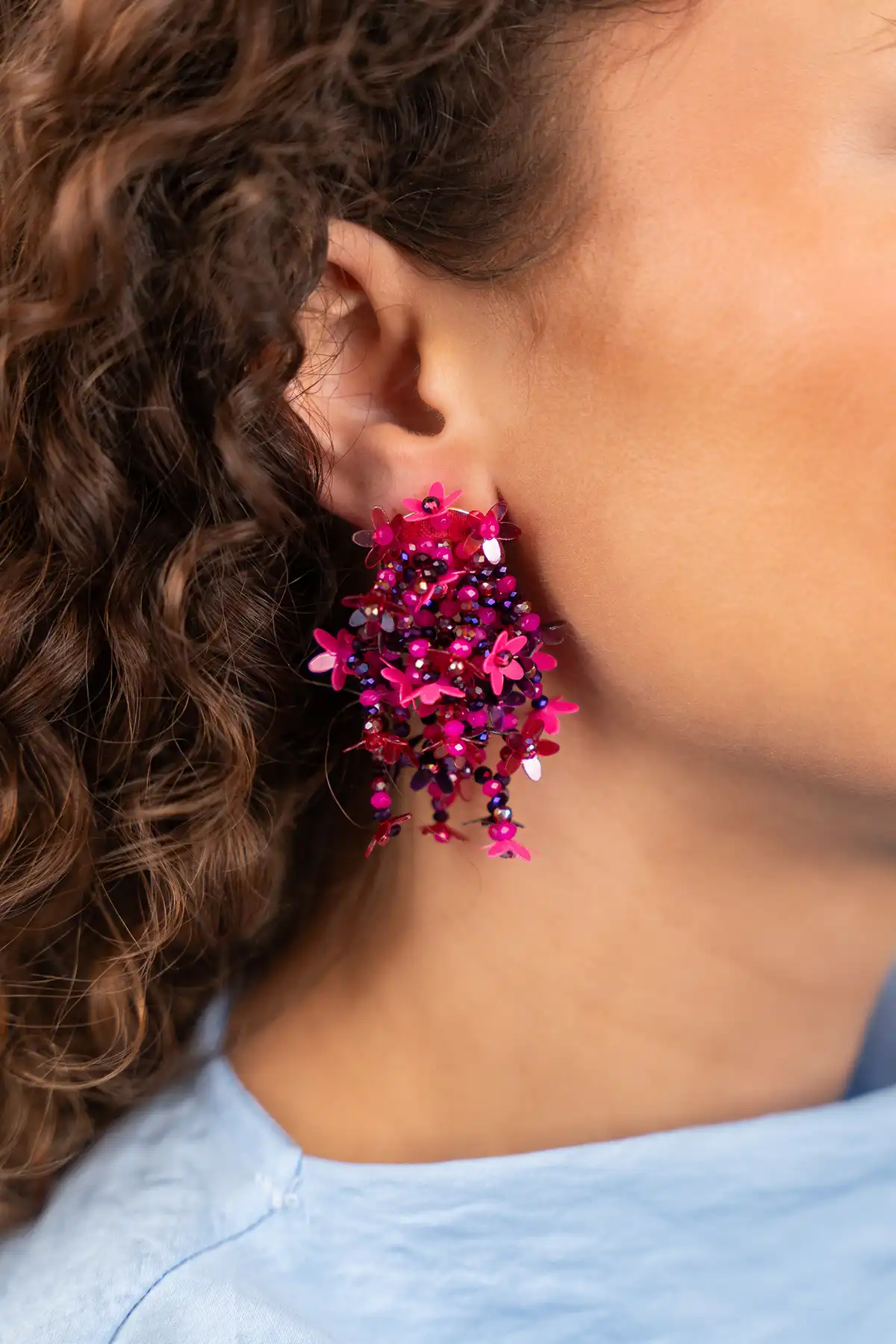 Fuchsia Oorbellen Lilly Flower Strings M