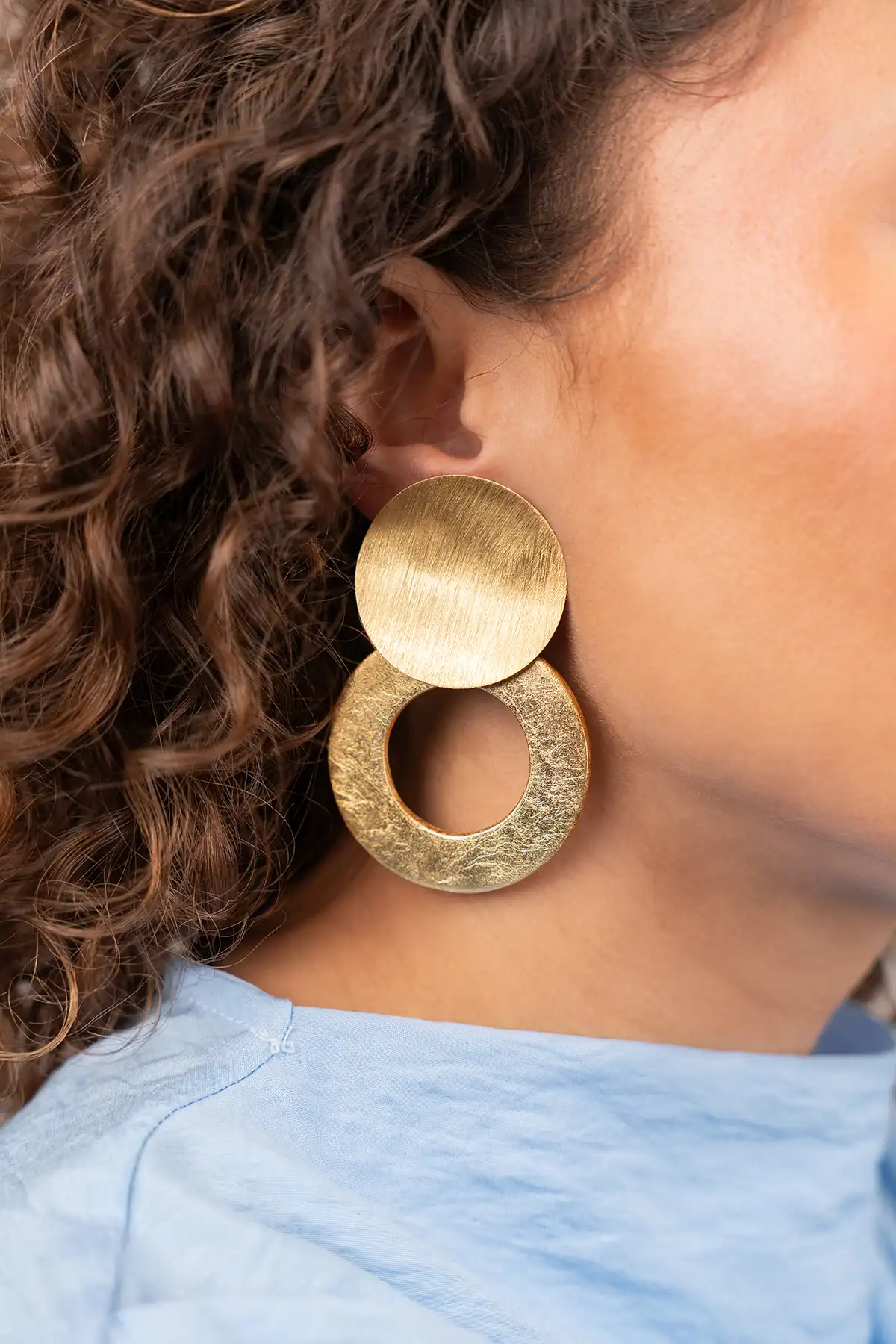 Goudkleurige Oorbellen Lena Open Circle M