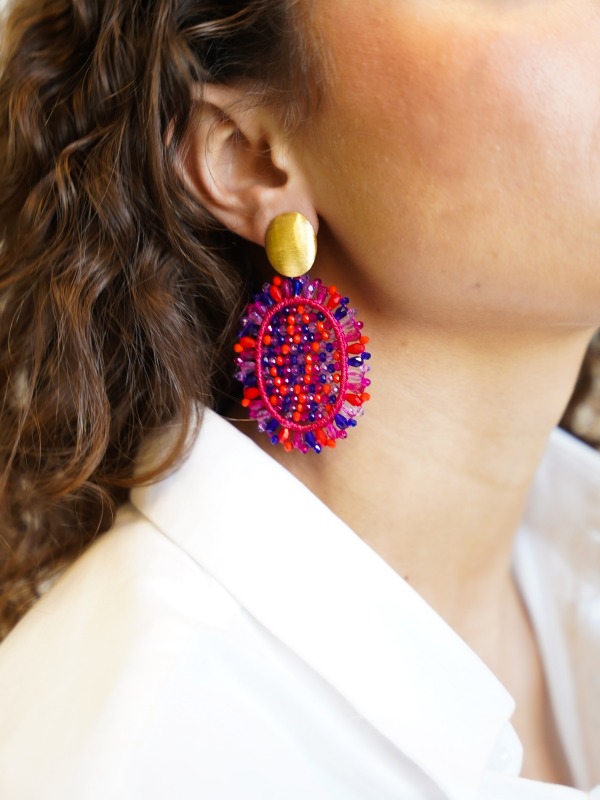 Mixed royal blue earrings Do Oval