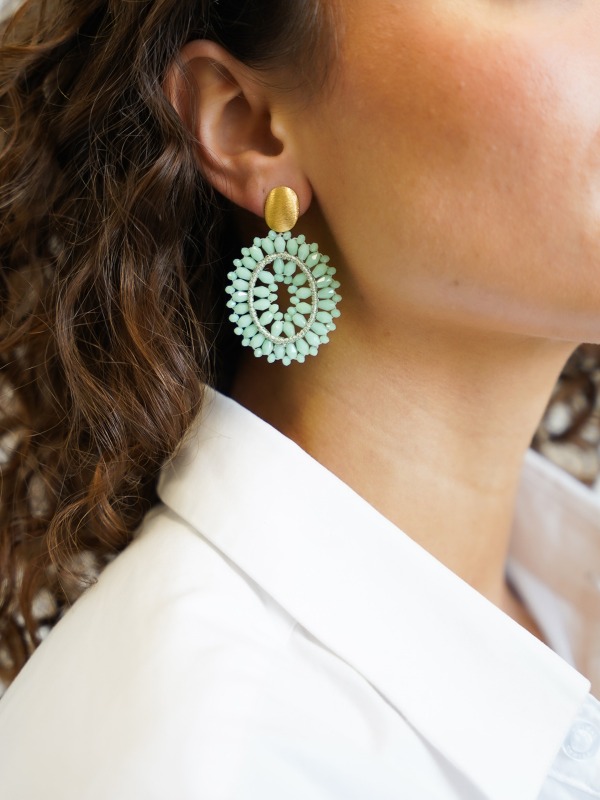 Light turquoise earrings Noa Oval Double S