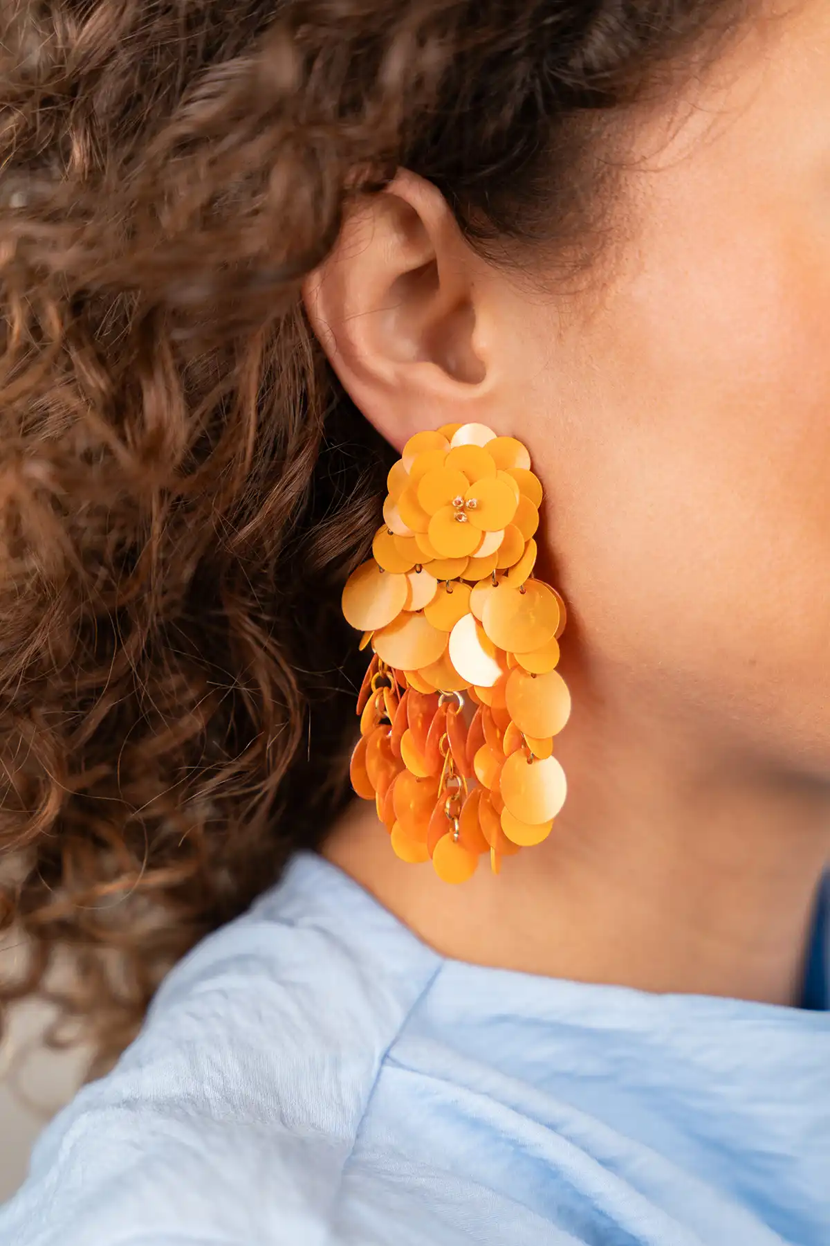 Oranje Oorbellen Mira Sequin Wild Waterfall