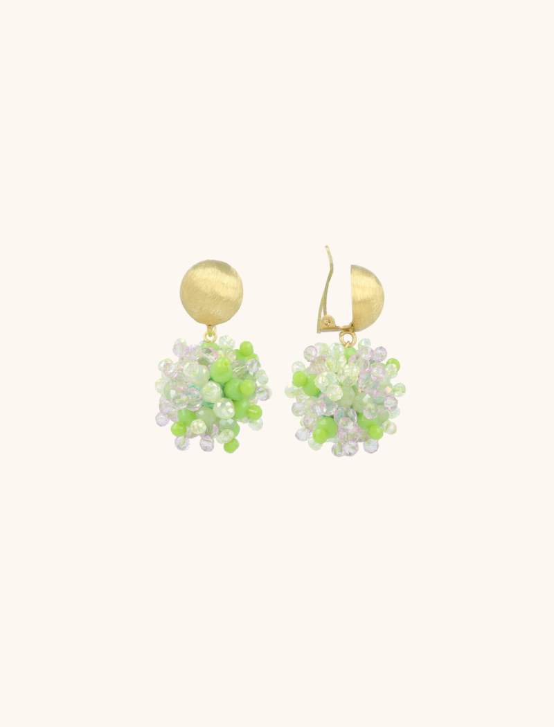 Lime Mix Earrings Jacky Globe S Double Stones Clip