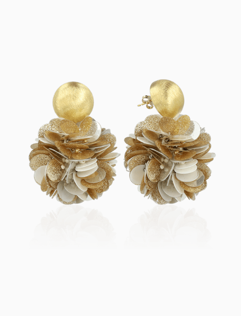 Sequin Oorbellen Grijs Goud Laure Globe L