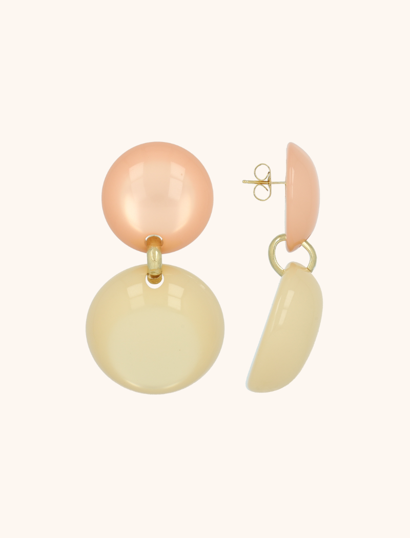 Rosa/Beige Oorbellen Polly Double Round M
