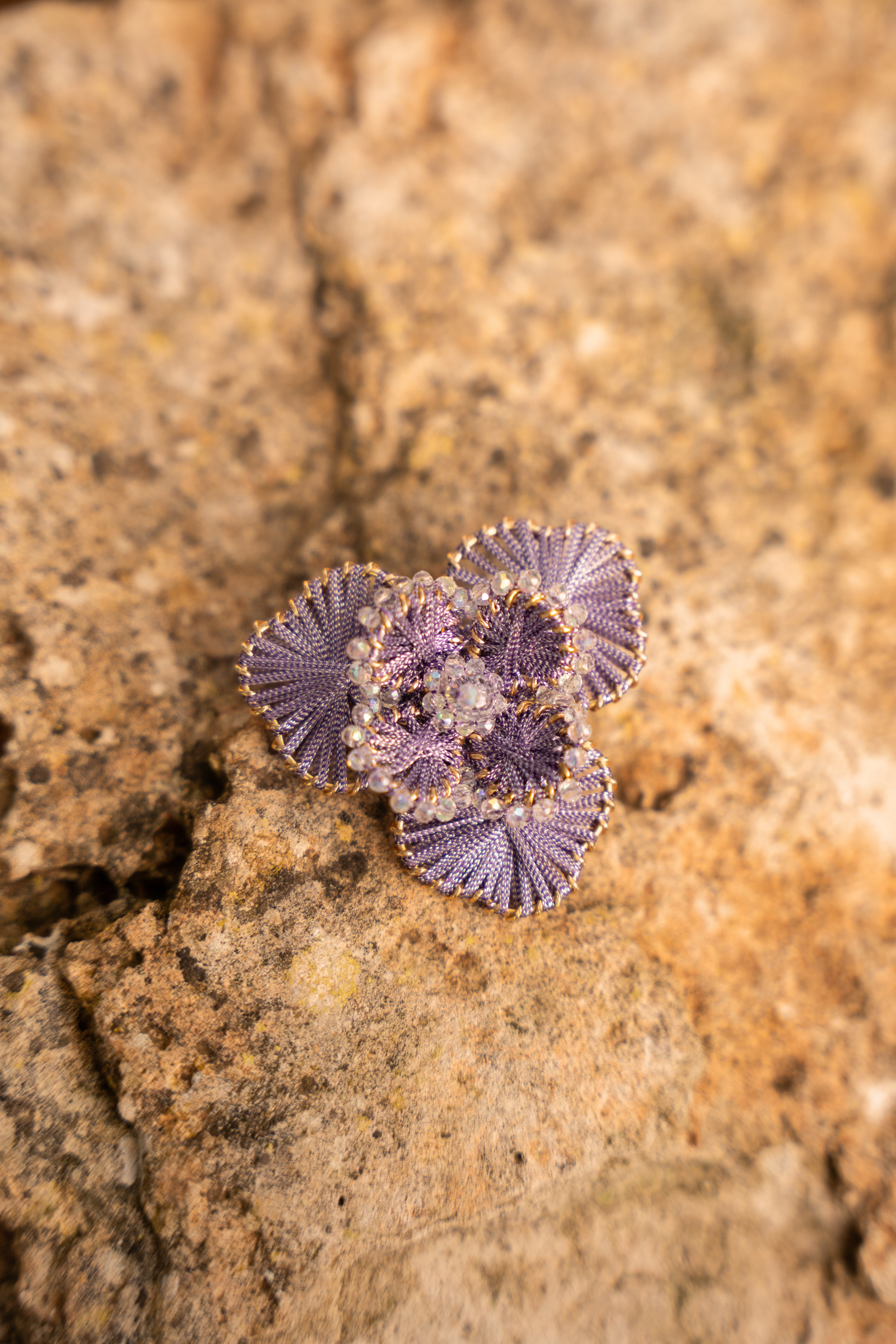 Broche Aster Flower L - Lavender/Crystal