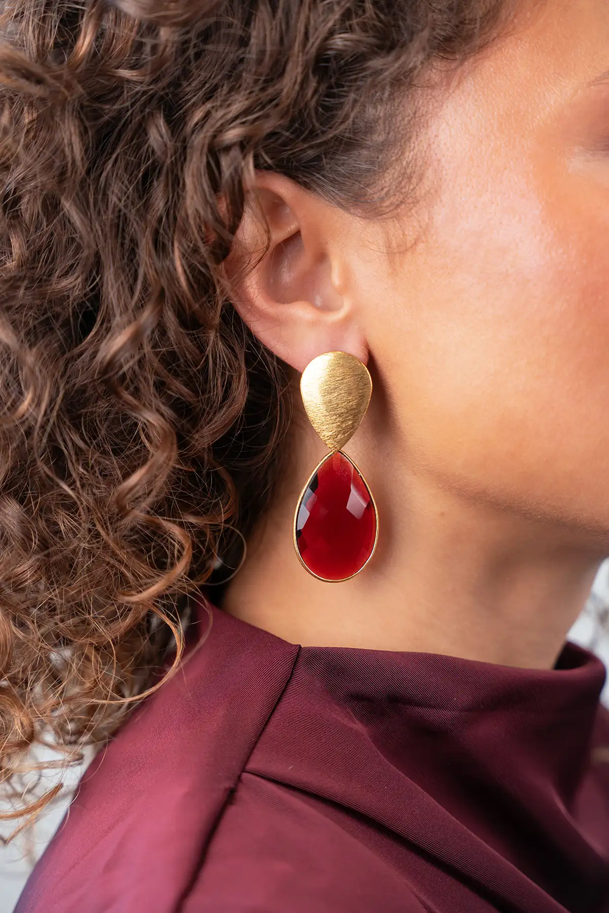 Rode Oorbellen Framed Drop XL Rae