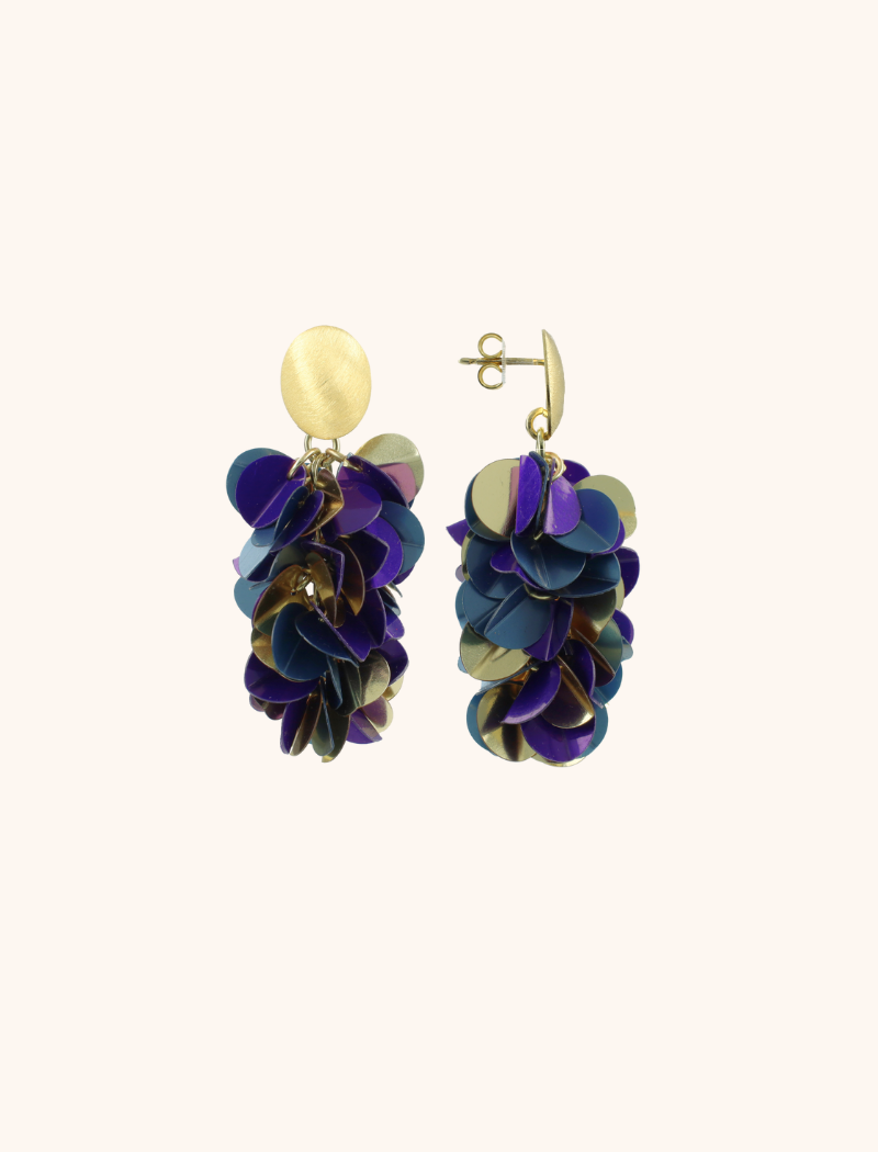 Blauw Paarse Sequin Snake Oorbellen M