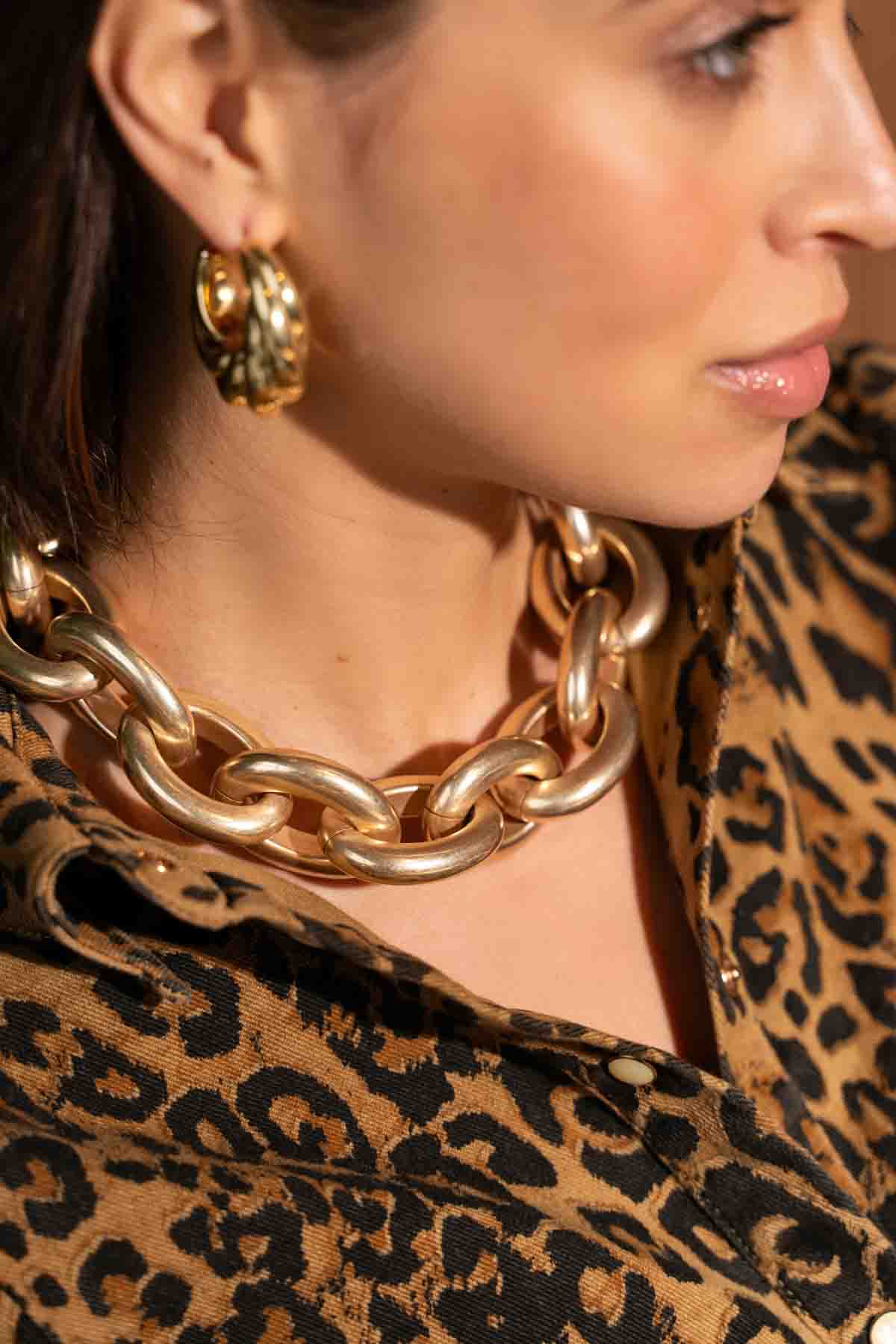 Matte Gold Colored Oval Link Chain L