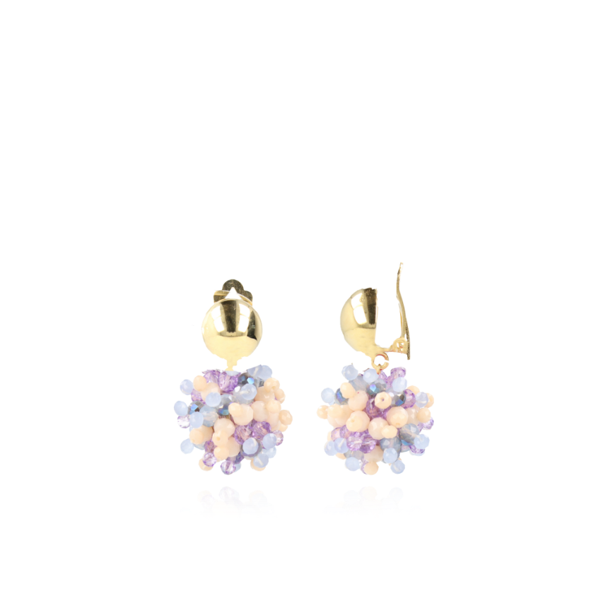 Mixed Paars Oorbellen Clip Louise Glassberry Globe S Double Stones Tonal