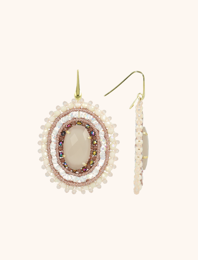 Hellrosa Mix Ohrringe Jamie Filled Oval 3 Rings With Stone  