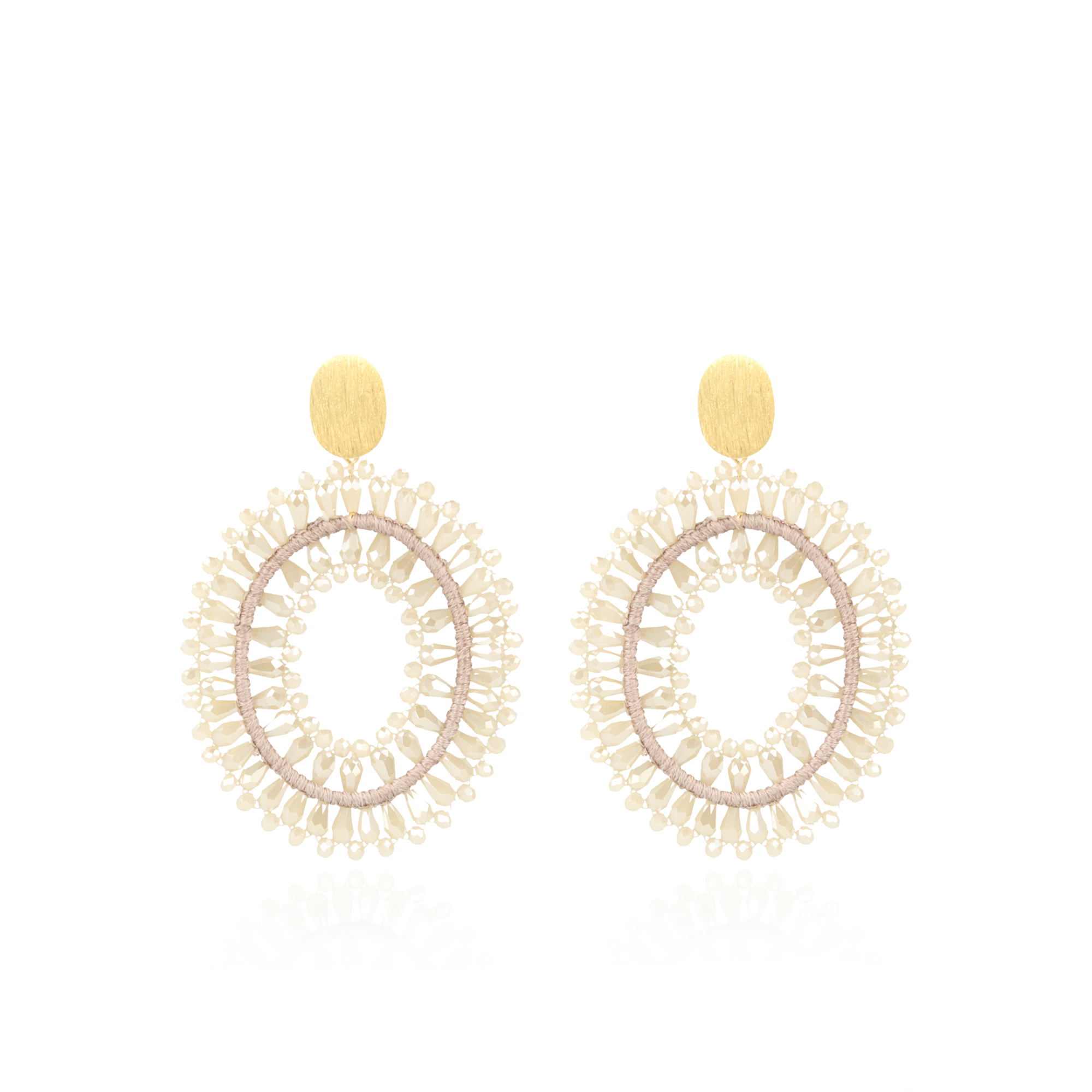 Beige Oorbellen Noa Silk Double Stones