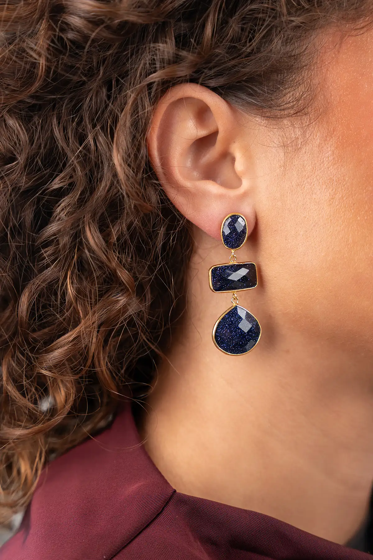 Grijze Oorbellen Triple Shapes Lune