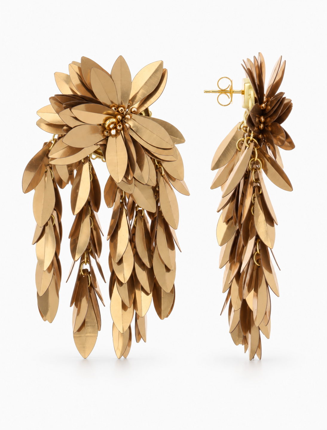 Azaria – Premium Sequin Flower Fall Ohrringe L – Kupfer