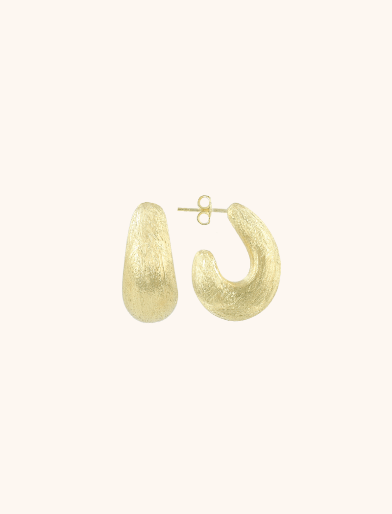 Gold-colored Earrings Thick Oval Teardrop Creole Deluxe XS