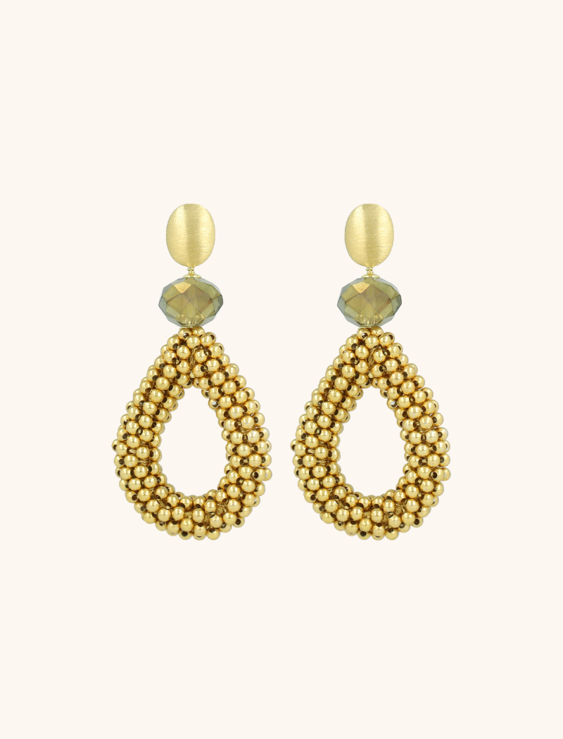 Gouden Metallic Quartz Oorbellen Drop L