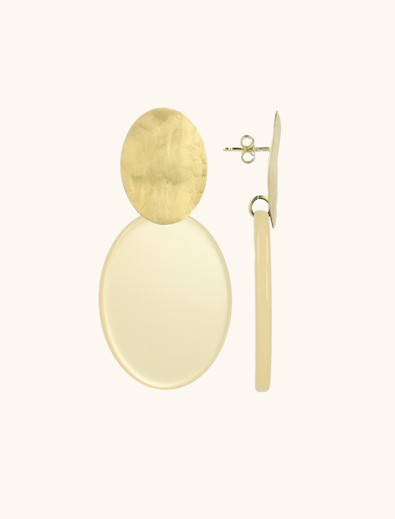Beige Oorbellen Isabella Closed Oval S 