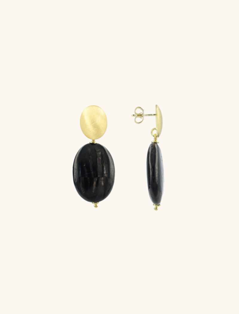 Mix Schwarz/Braune Ohrringe Oval M