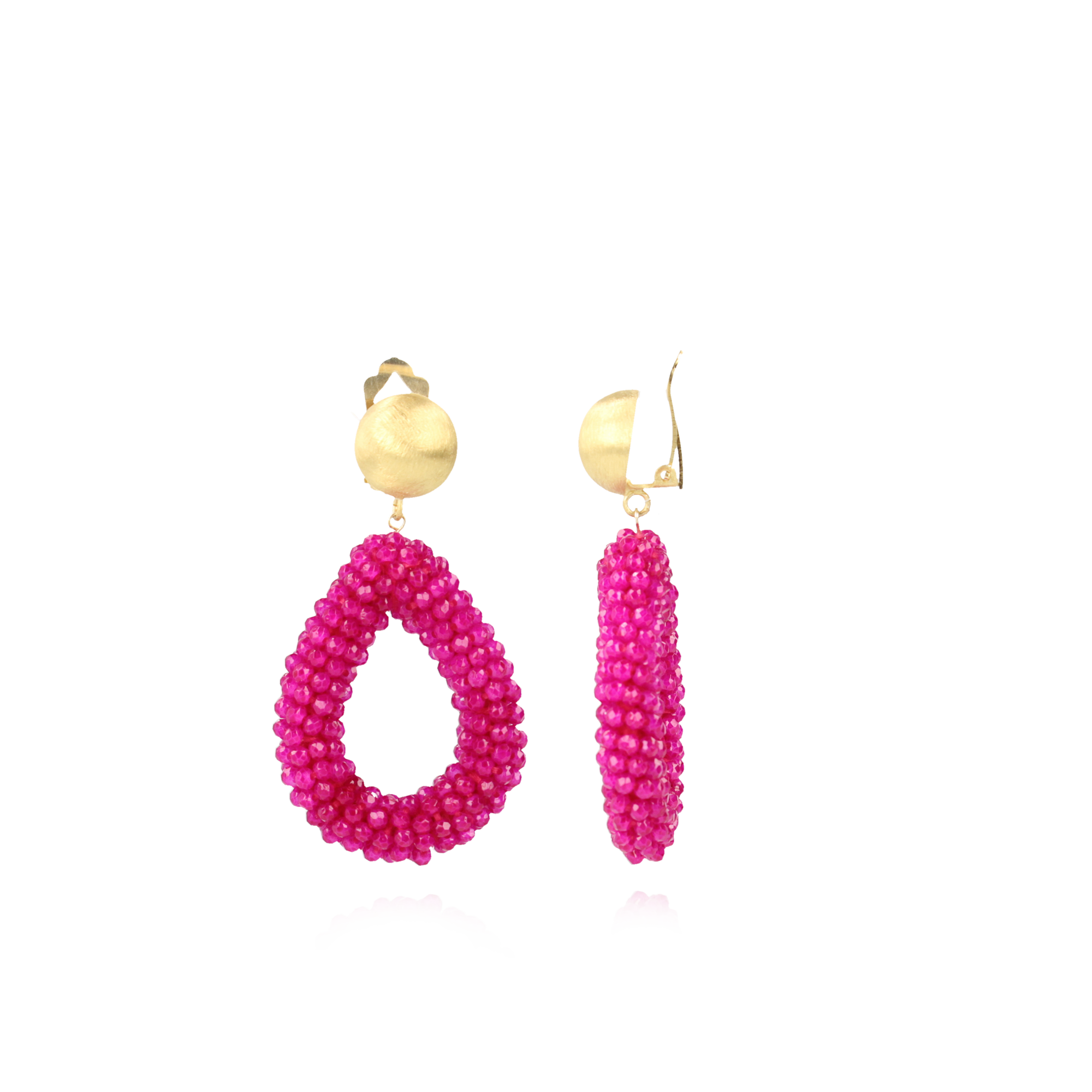 Fuchsia Earrings Clip Berry Drop L