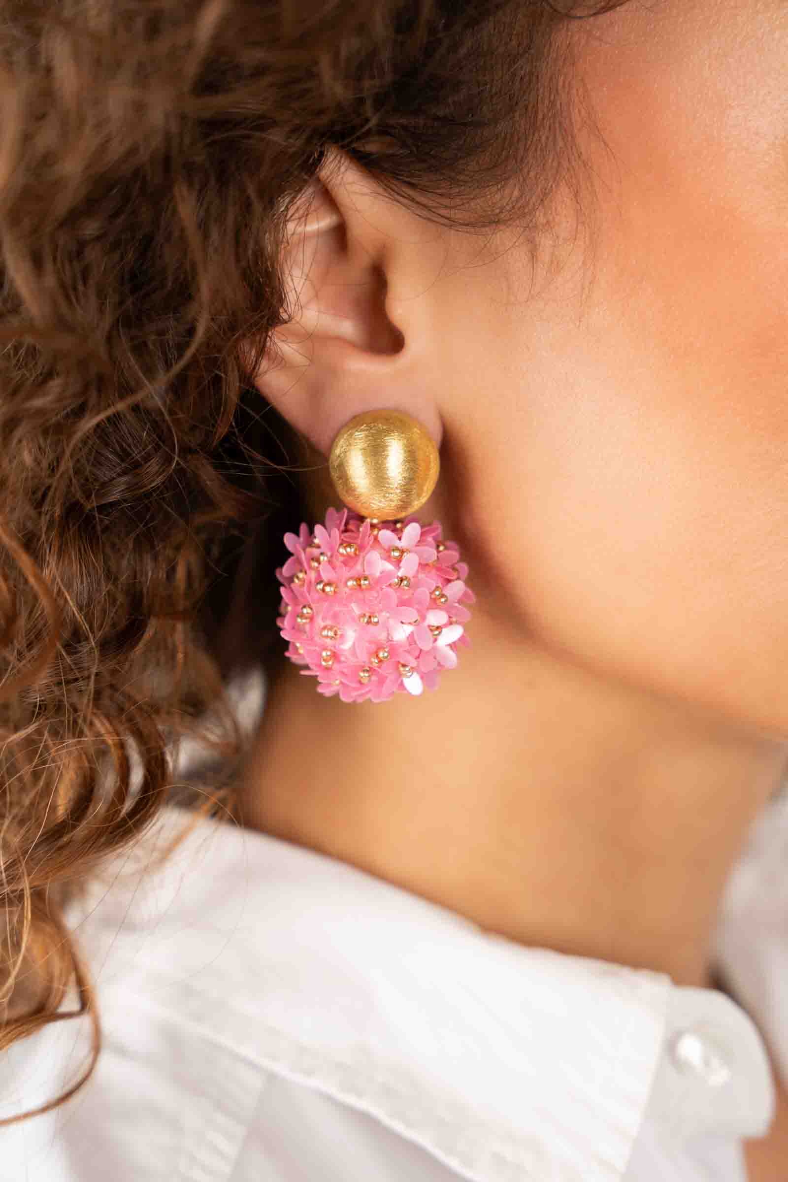 Pink Earrings Daisy Globe L Flower