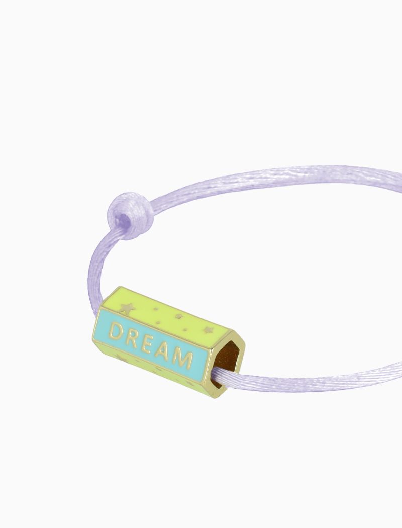 Ketting Satin Positive Words Charm - Geel/Babyblauw