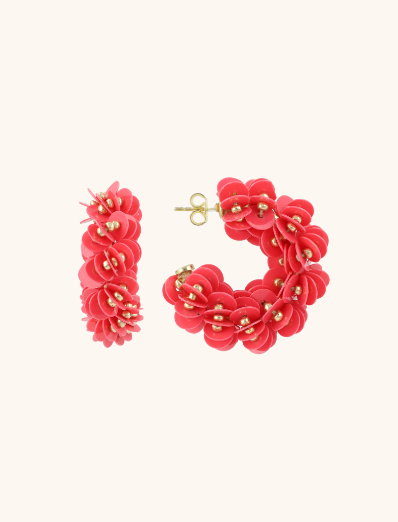 Coral earrings sequin creole S