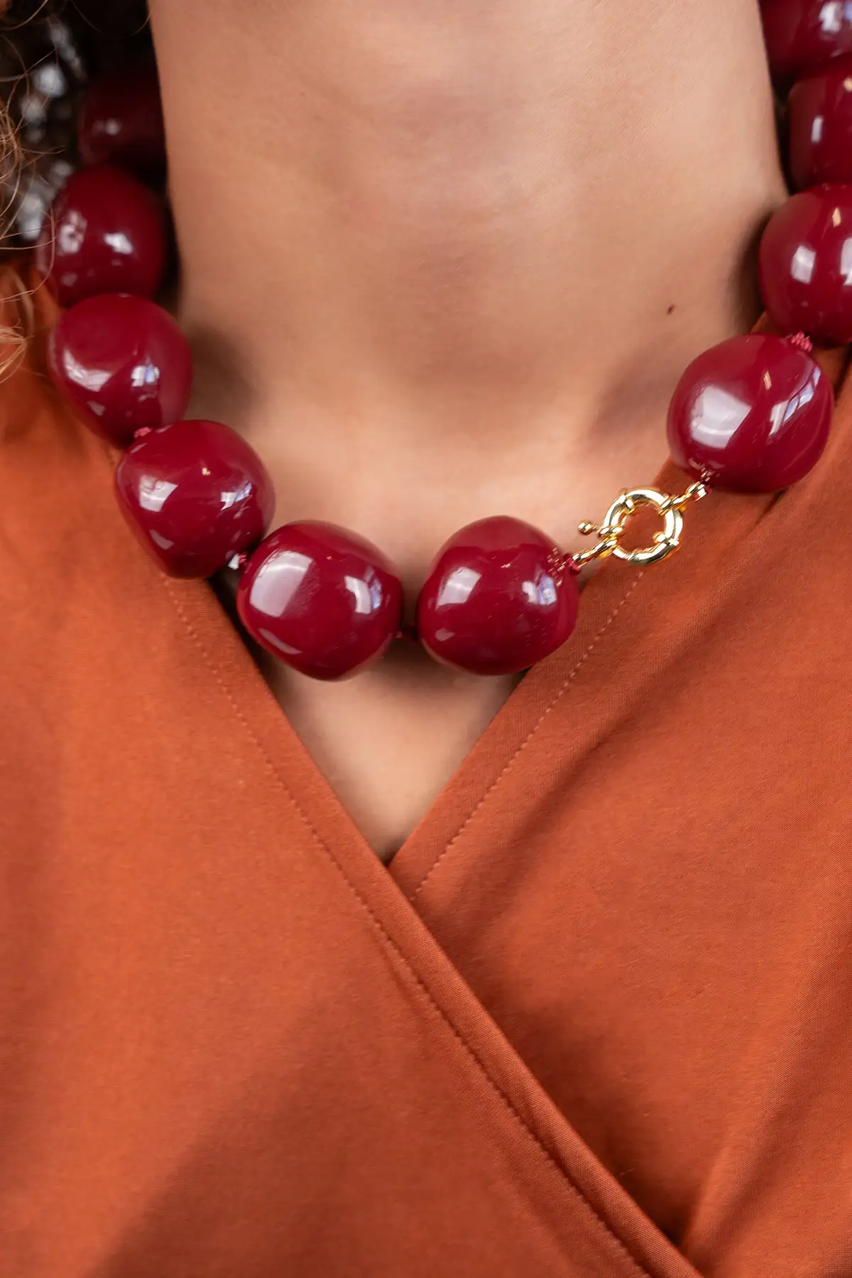 Bordeaux Ketting XL Stenen