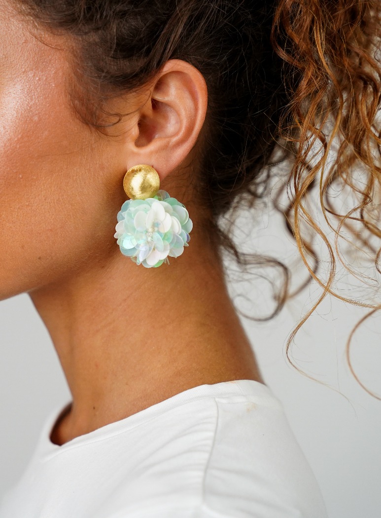 Sequin earrings Holo mint Laure Globe L