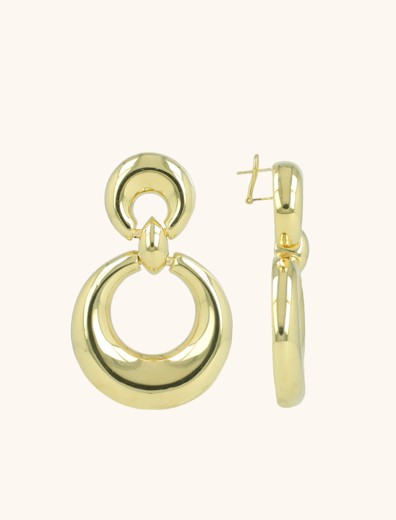 Goudkleurige Oorbellen Lizzy Double Open Circle