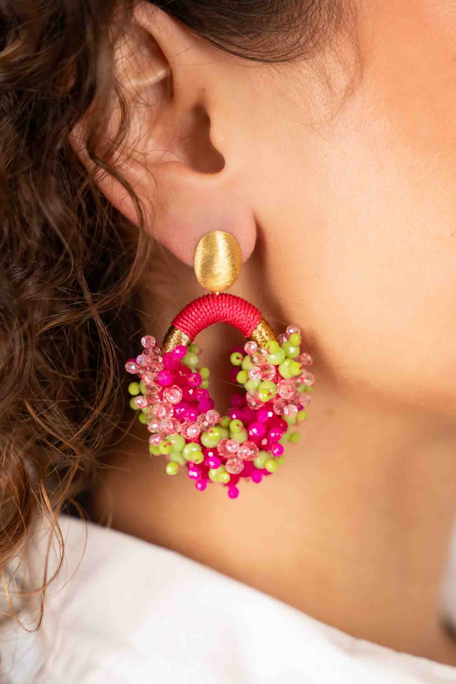Fuchsia Lime Oorbellen Eve Ovaal M DSlott-theme.productDescriptionPage.SEO.byTheBrand
