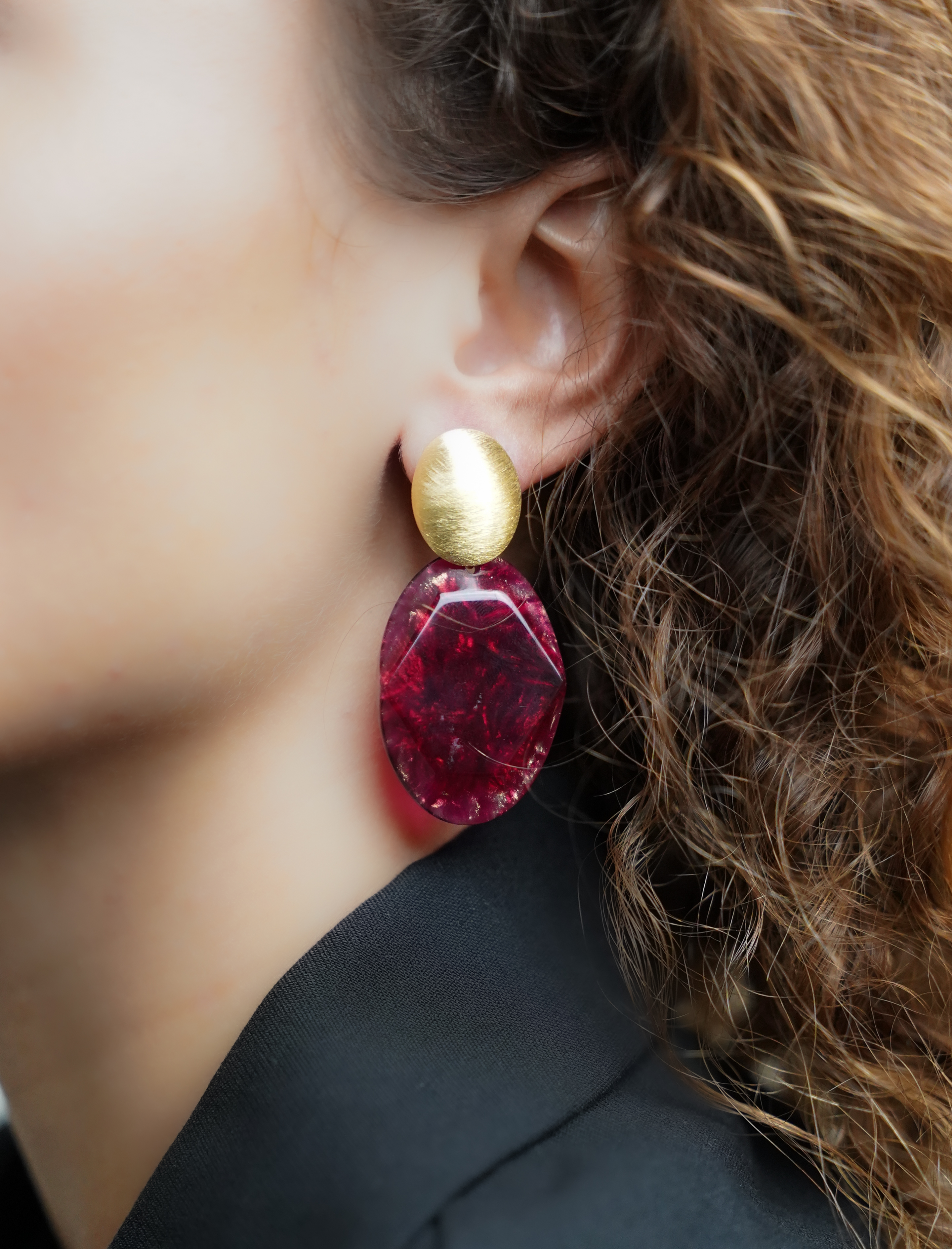 Bordeaux Earrings Simone Oval Rock M