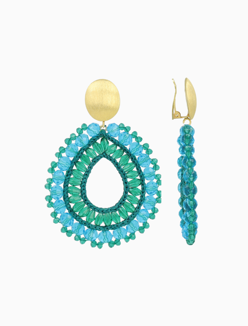 Turquoise Oorbellen Vos Open Drop L Irr. Stones Clip