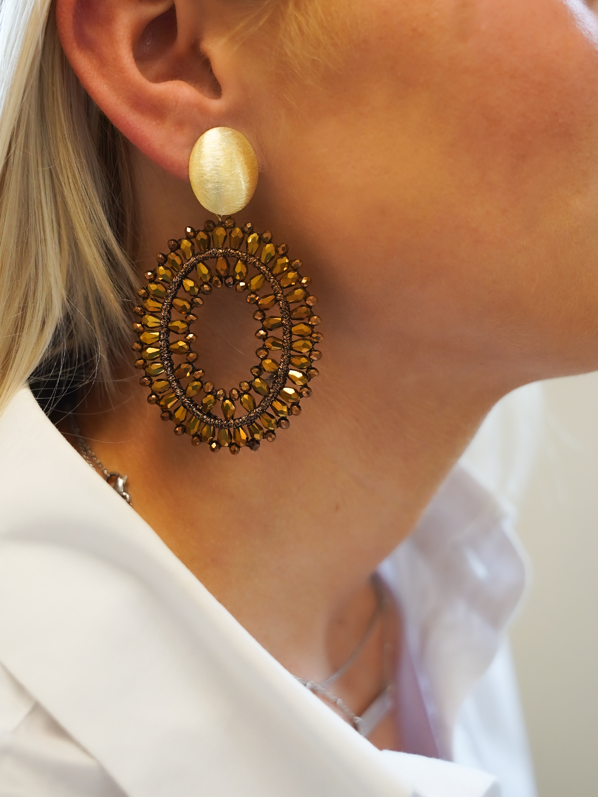 Koper Oorbellen Noa Silk Double Stones