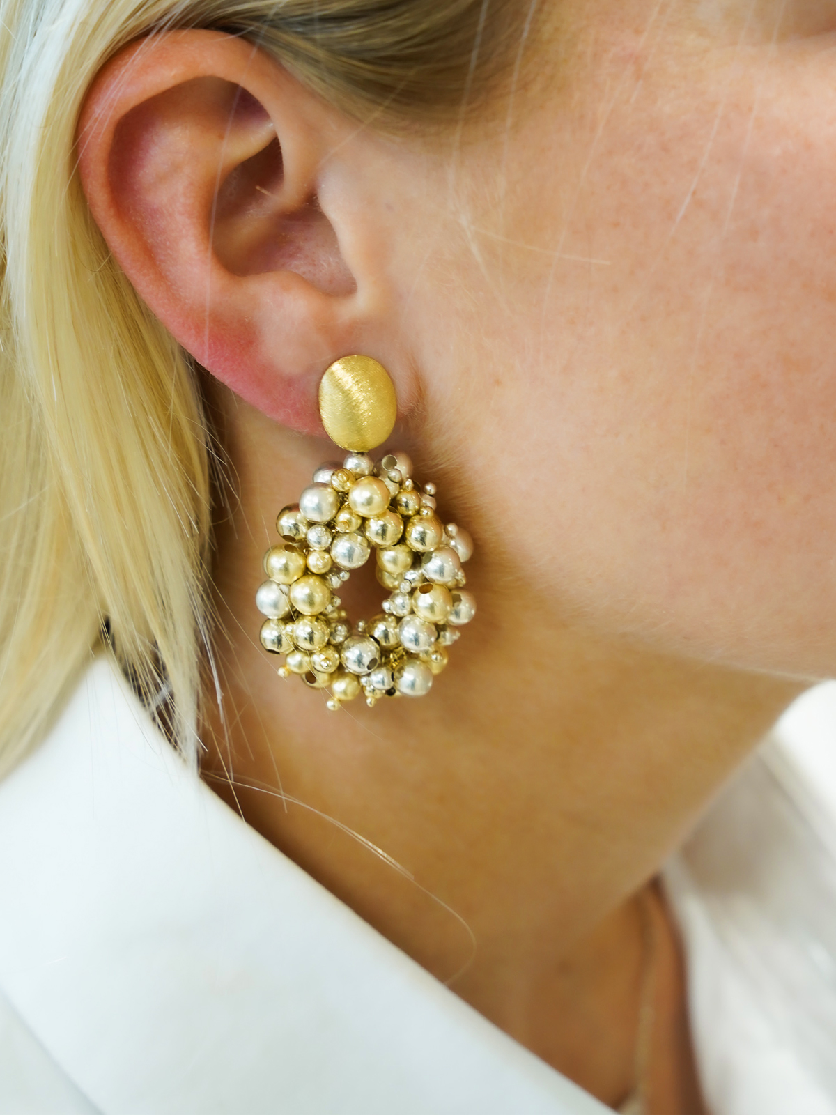 Gold-look Earrings Louise Irregular Double Stones Drop S