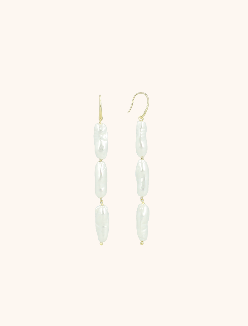 Triple Long Shells Ohrringe - Perle  