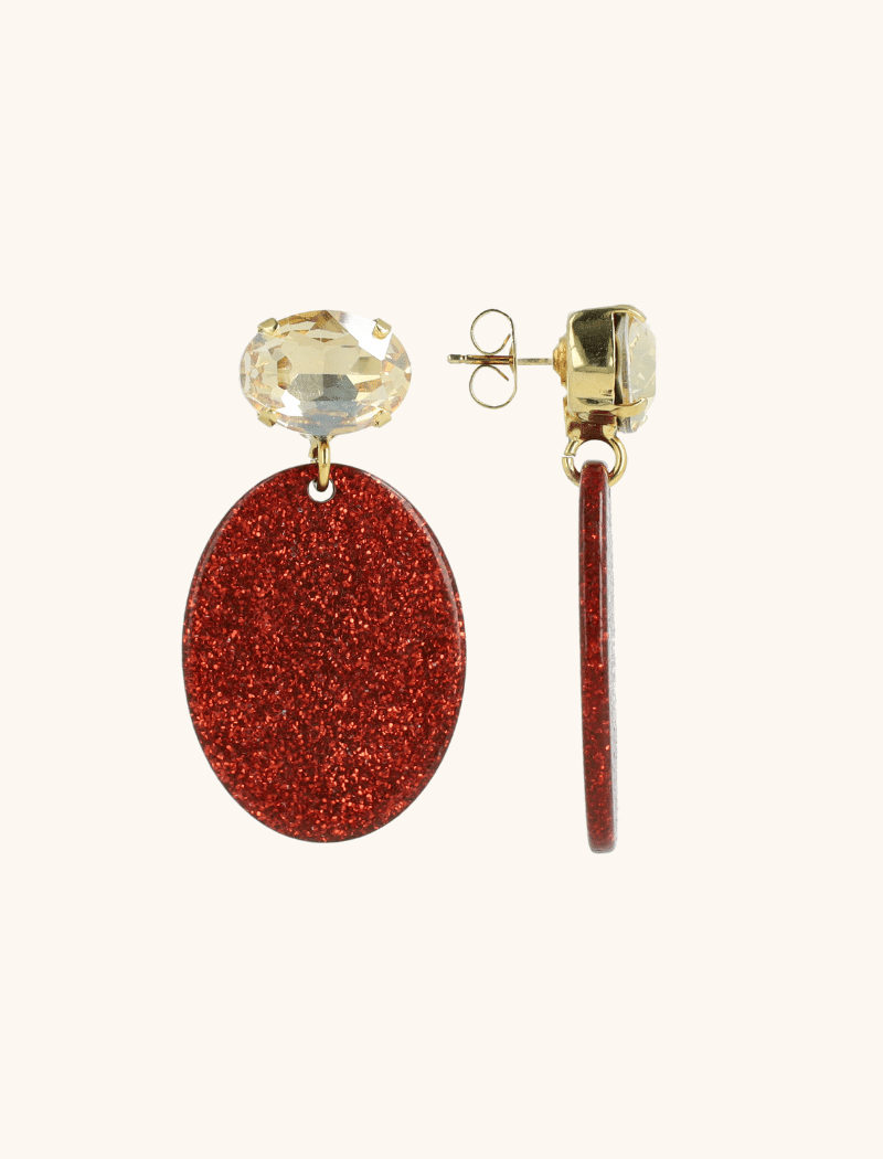 Rode Glitter Oorbellen Celia Ovaal Slott-theme.productDescriptionPage.SEO.byTheBrand