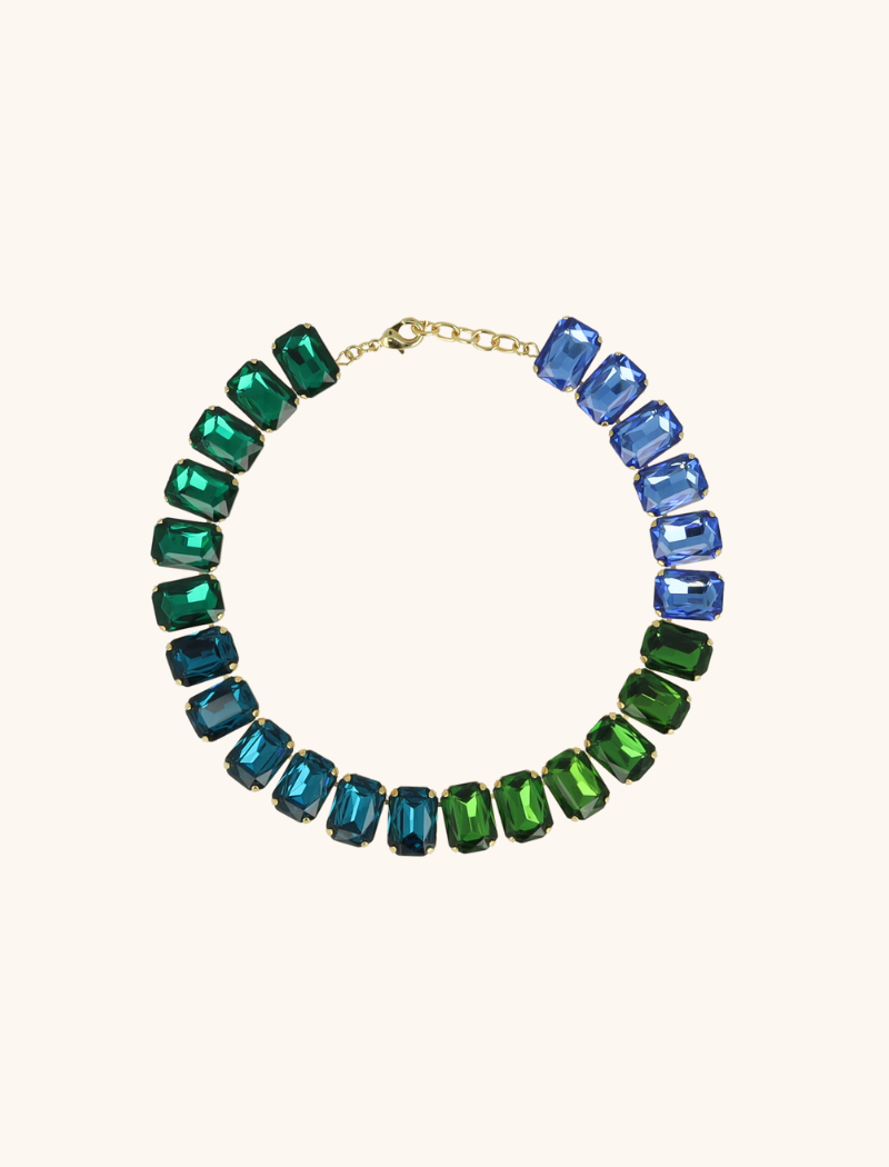 Groen/blauwe Ketting Eloise Rectangle Stones Mlott-theme.productDescriptionPage.SEO.byTheBrand