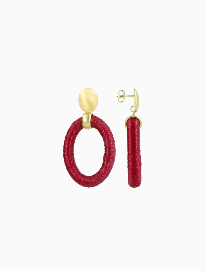Dark Fuchsia Earrings Faye Oval Bead Threated S