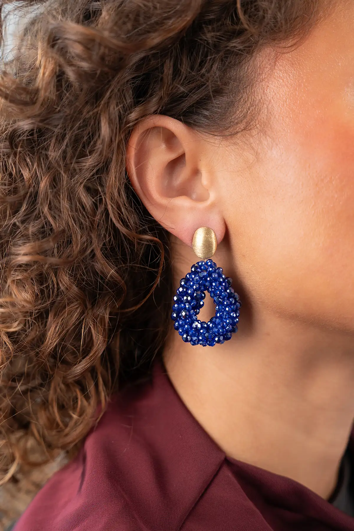 Blauwe Oorbellen Drop S Irregular Stones Berry