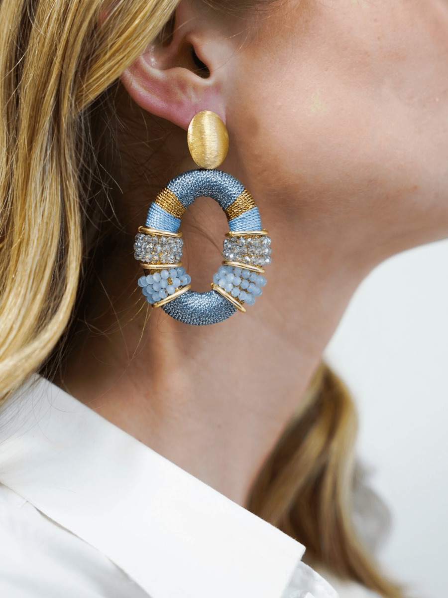 Baby Blue Earrings Elle Glassberry Combi Oval Deluxe L