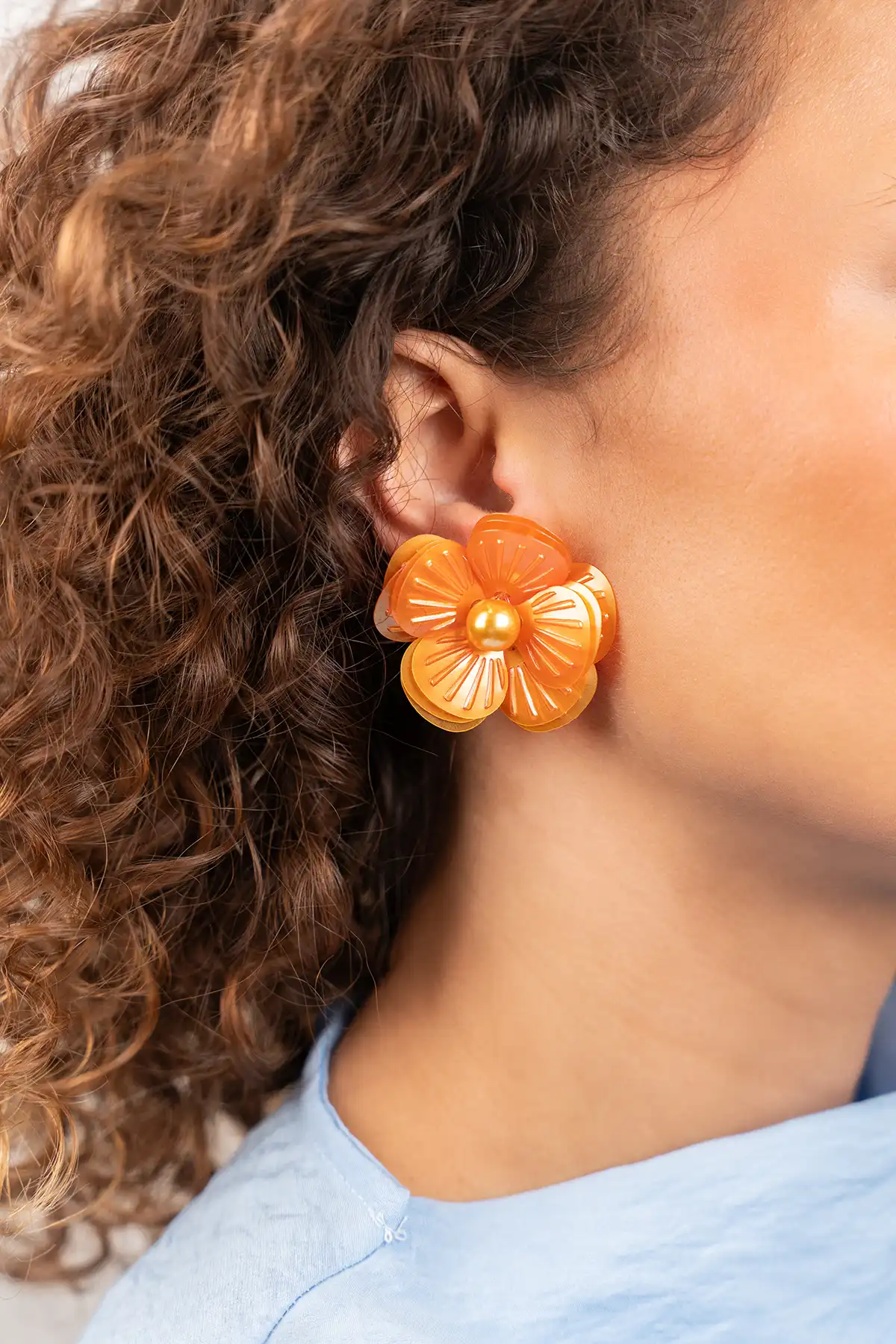 Orange Ohrringe Dianthe Blumenbombe  