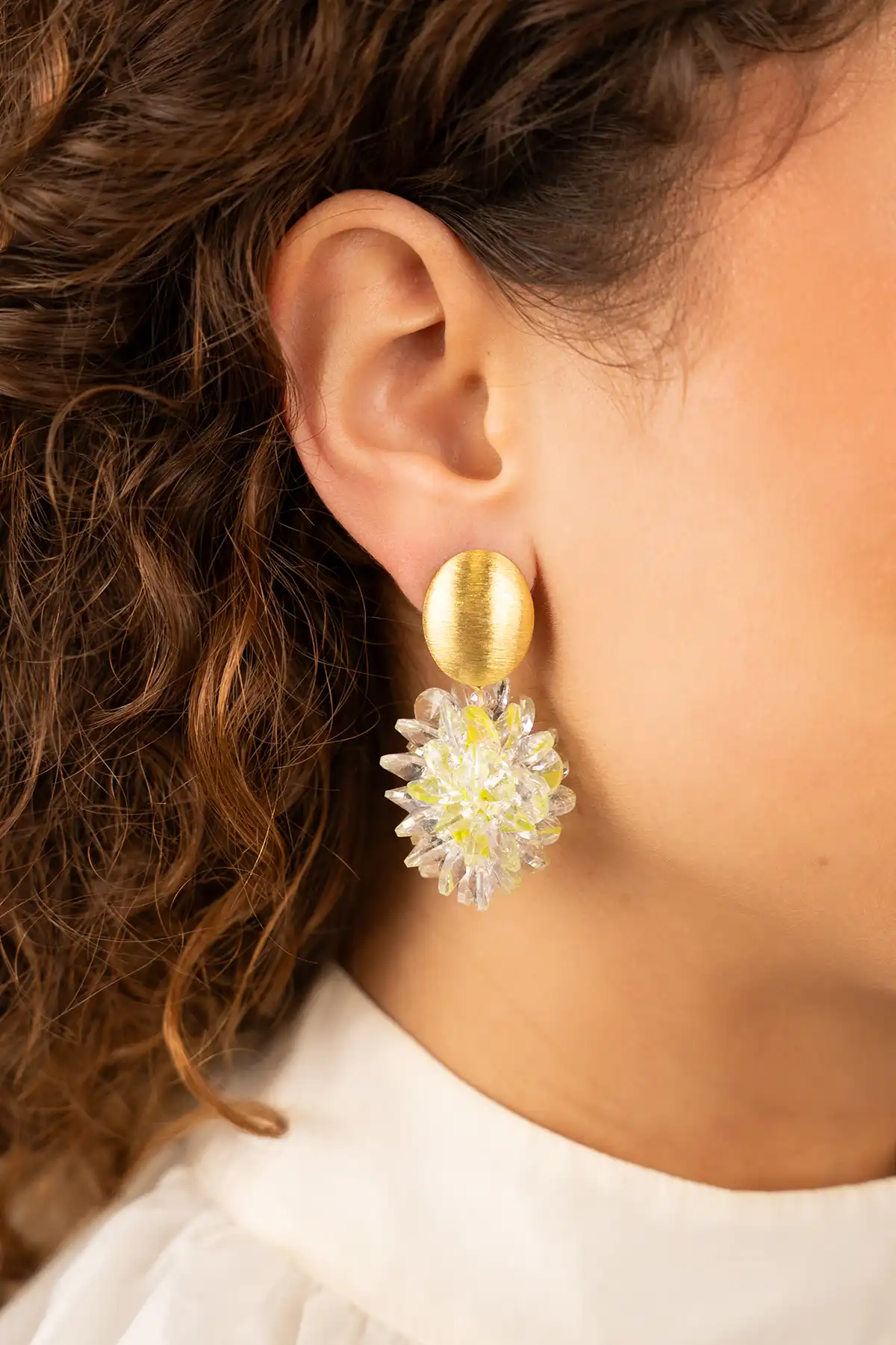 Lime Oorbellen Thick Oval Crystal Sequins Sam